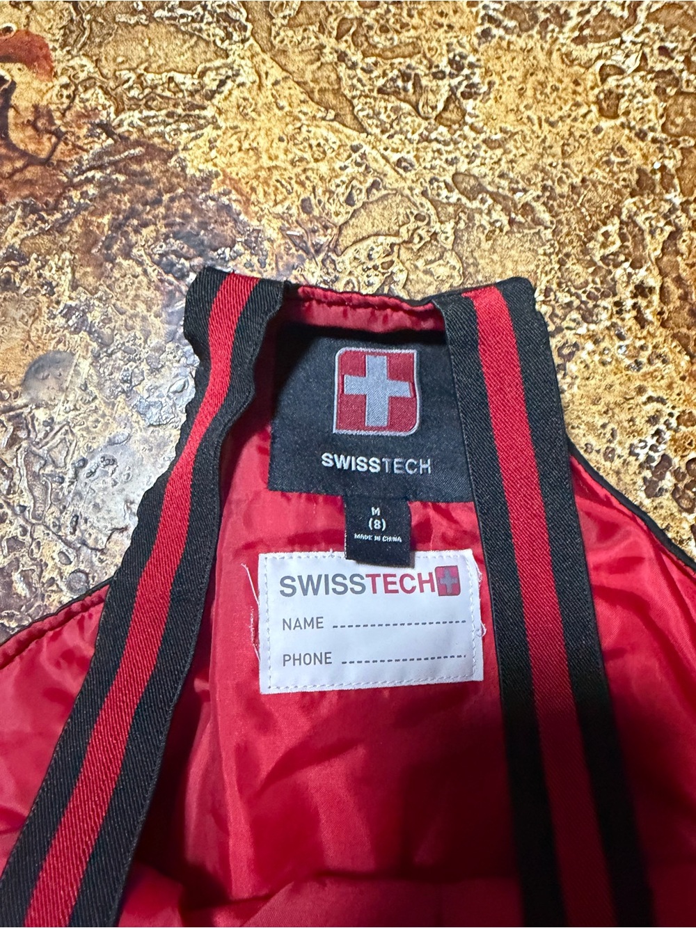 Swiss Tech Red snow pants with Black Striped Straps